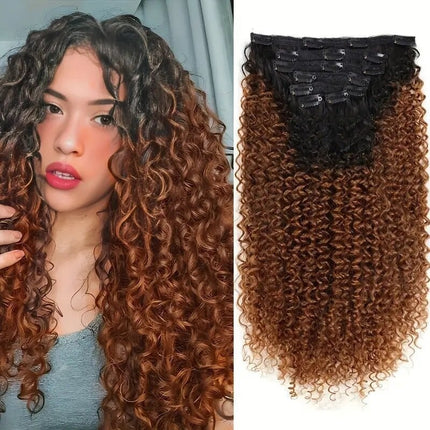 Extension de cheveux synthétiques de type bigoudi, perruque complète pour femme, cheveux noirs et bruns