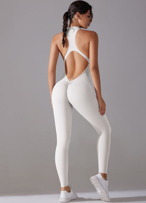 Solid Beauty-back Long Pants Jumpsuit Yoga Fitness Running Dance Slim Bodysuit Women Sports Clothing