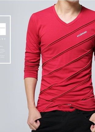 Men's Long-sleeved T-shirt Bottoming Shirt Cotton Long Sleeve V-neck