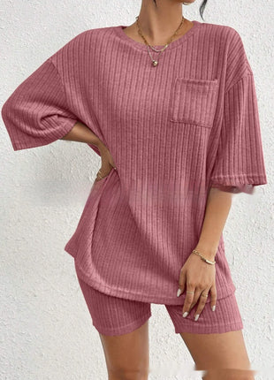 Fashion Rib Knitted Home Clothes 2-piece Set