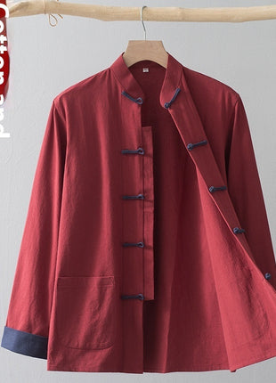 Cotton Linen Coat Vintage Top For Men