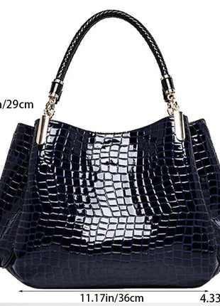 Women's Bag Large Capacity Tote Daily Commute Women's Shoulder Bag Crocodile Print Bright Face Handbag Shopping