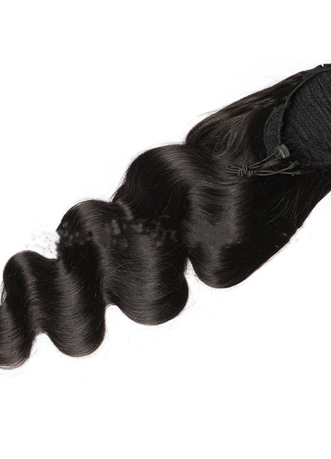 Natural Black Drawstring Ponytail Human Wigs