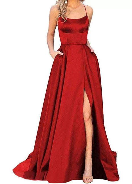 Einfarbiges, langes, schlankmachendes und schulterfreies, modisches Brautjungfern-Partykleid für Freundinnen