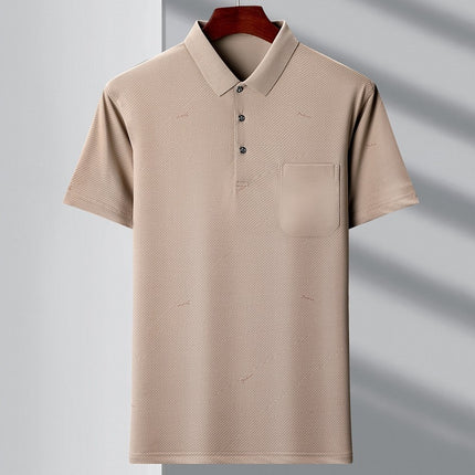 Men's Youth Polo Collar Stripes Real Pocket T-shirt Polo Shirt