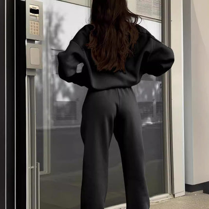 Sweat-shirt de sport à manches longues, haut à col montant et pantalon à bande élastique avec poche, vêtements d'automne pour femmes