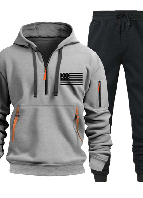 Herbst und Winter Pullover Hoodie Reißverschluss Multi-Pocket Pullover Sport Casual Anzug