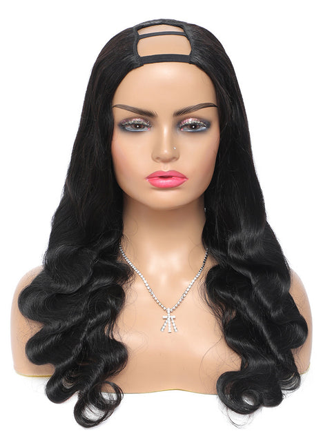 Creative Big Wave Mid-seam Human Wigs Headgear