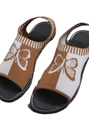 Women's Mesh Knitted Embroidered Flat Sandals