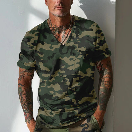 Summer Men's Design Camouflage Breathable Loose Fashion Short Sleeve