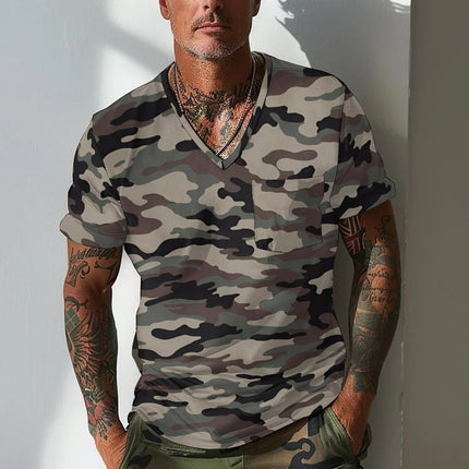 Summer Men's Design Camouflage Breathable Loose Fashion Short Sleeve