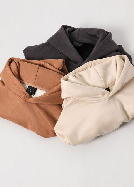 Suede No Hat Rope Hooded Sweater For Men