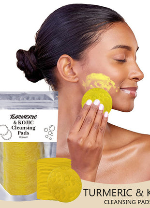 Turmeric Exfoliating Cleansing Pads Compressed Facial Sponges Skin Care Tools For Face Clogged Pores Excess Oil Cleansing