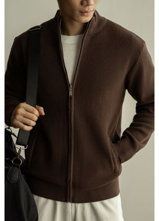 Men's Breathable Zipper Casual Stand Collar Sweater