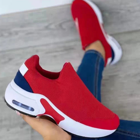 Modische Stretch-Sneakers aus Strick mit runder Zehenpartie für Damen