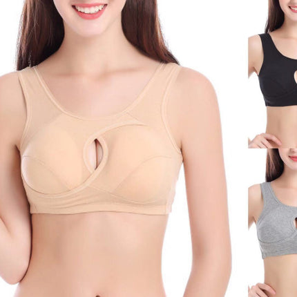 Soutien-gorge grande taille pour femme, sous-vêtements en coton résistant aux tremblements de terre, hauts de nuit sans boucles, lingerie sans armature avec rembourrage amovible