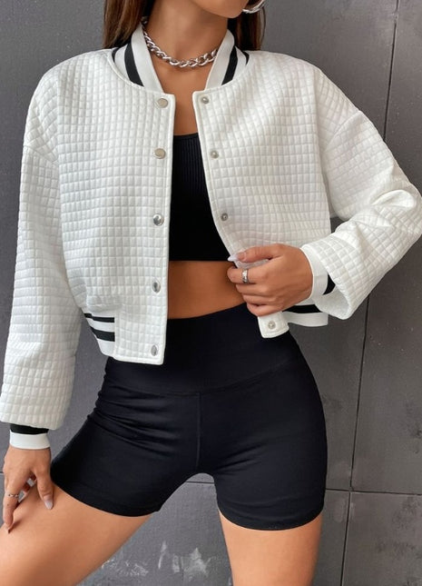 Autumn And Winter Fashion New Color Contrast Long Sleeve Button Elegant Women's Jacket Jacket