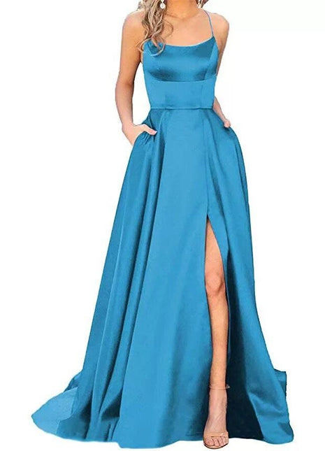 Einfarbiges, langes, schlankmachendes und schulterfreies, modisches Brautjungfern-Partykleid für Freundinnen