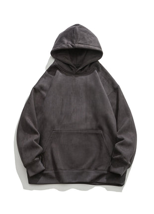 Suede No Hat Rope Hooded Sweater For Men