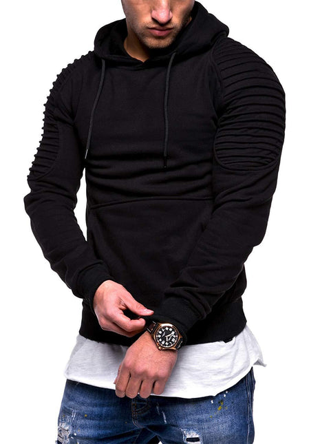 Herren Hoodie Gestreifter Plissierter Hoodie mit Raglanärmeln