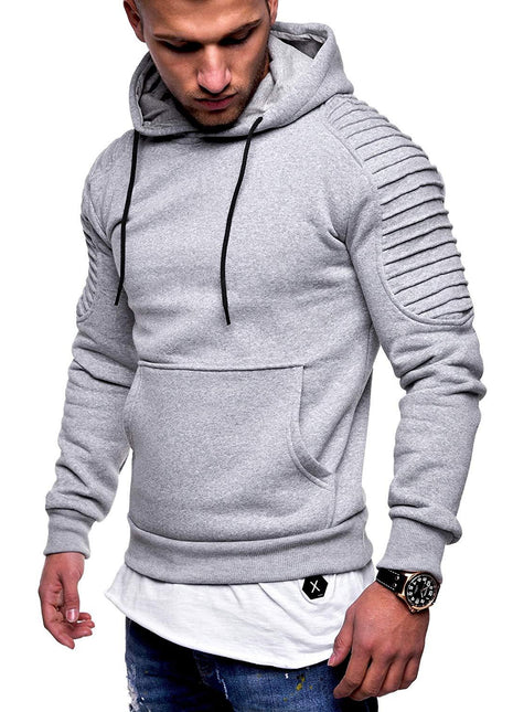 Herren Hoodie Gestreifter Plissierter Hoodie mit Raglanärmeln