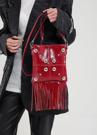 Studded Shoulder Tassel Trendy Crossbody Bag