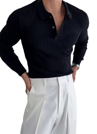 Lapel Long Sleeve Sweater Men's Trendy All-matching