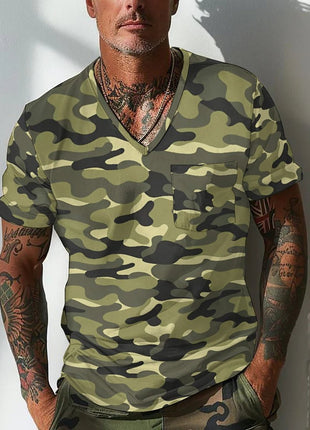 Sommer Herren Design Camouflage Atmungsaktiv Lose Mode Kurzarm