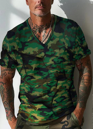 Summer Men's Design Camouflage Breathable Loose Fashion Short Sleeve