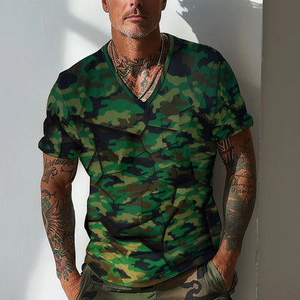 Summer Men's Design Camouflage Breathable Loose Fashion Short Sleeve