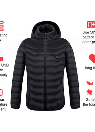 New Heated Jacket Coat USB Electric Jacket Cotton Coat Heater Thermal Clothing Heating Vest Men's Clothes Winter