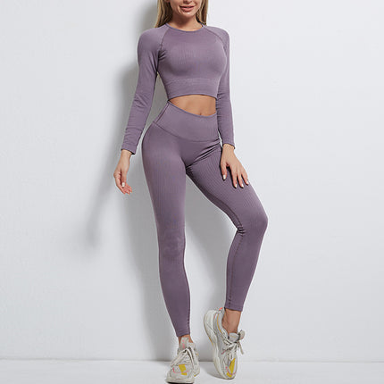 Seamless Long-sleeved Sports Top High-waisted Butt-lifting Tights