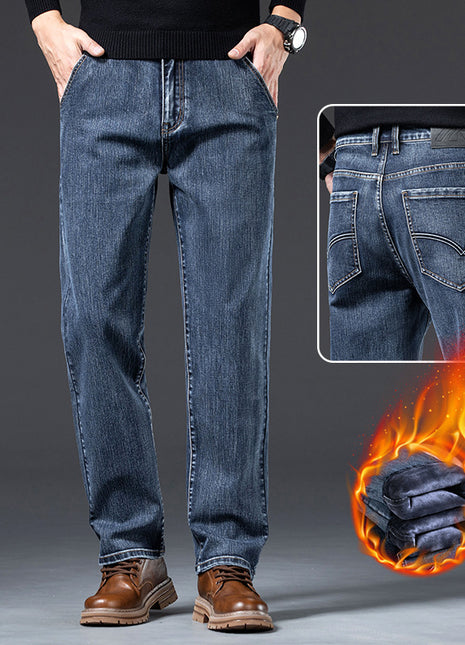 Men's Loose Fleece-lined Straight-leg Trousers