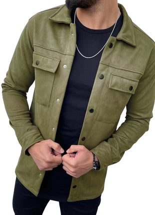 Solid Color Men's Coat Suede Fabric Jacket Coat