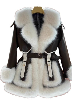 Elegant Big Fur Collar Fur Fur Coat For Women