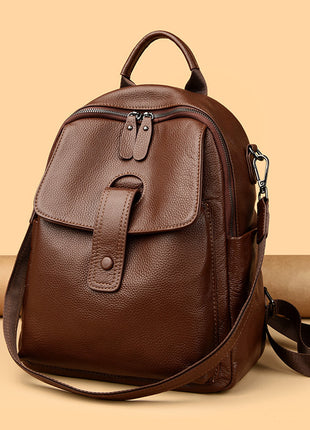 Soft Leather Fashion Trend Multipurpose All-matching Large-capacity Backpack