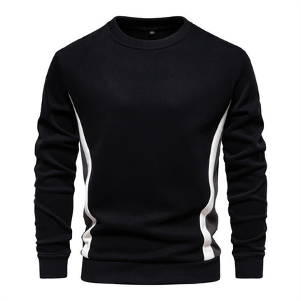 Men's Casual Slim Fit Round Neck Long Sleeves Patchwork Sweater