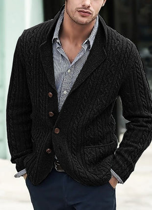 Men's Casual Long Sleeve Lapel Pocket Sweater