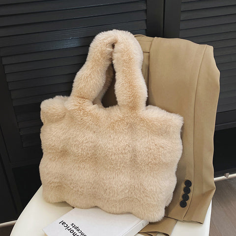 Sac à bandoulière en peluche de grande capacité pour femme