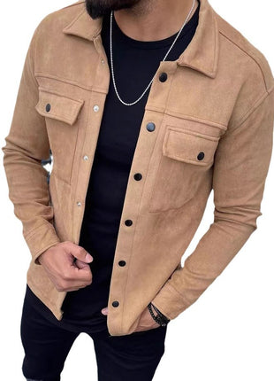 Solid Color Men's Coat Suede Fabric Jacket Coat