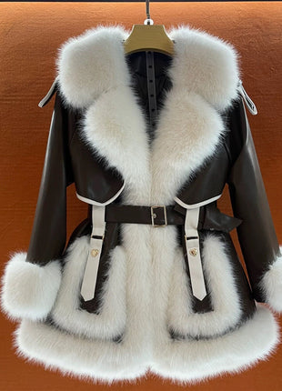 Elegant Big Fur Collar Fur Fur Coat For Women