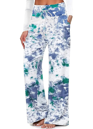 Women's Pajama Printed Wide-leg Pants High Waist