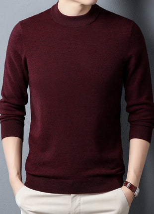 Worsted All Wool Sweater Solid Color Simple Knitwear