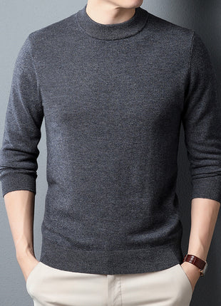 Worsted All Wool Sweater Solid Color Simple Knitwear