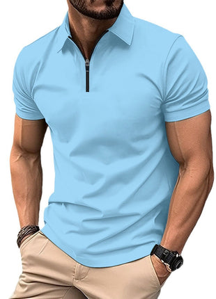 Summer Zipper Solid Color Men's Sports Top