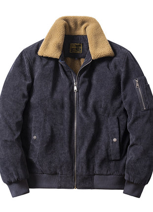 Autumn And Winter New Corduroy Cotton Coat Men's Fur Collar Casual