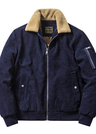 Autumn And Winter New Corduroy Cotton Coat Men's Fur Collar Casual