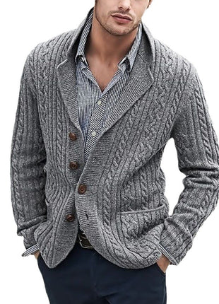 Men's Casual Long Sleeve Lapel Pocket Sweater