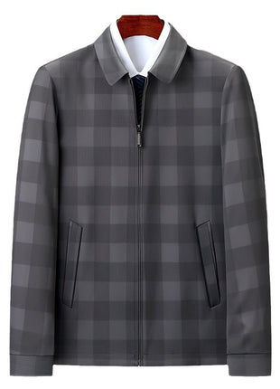 Middle-aged Plaid Turn-down Collar Coat Business Casual Jacket