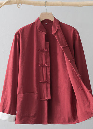 Cotton Linen Coat Vintage Top For Men